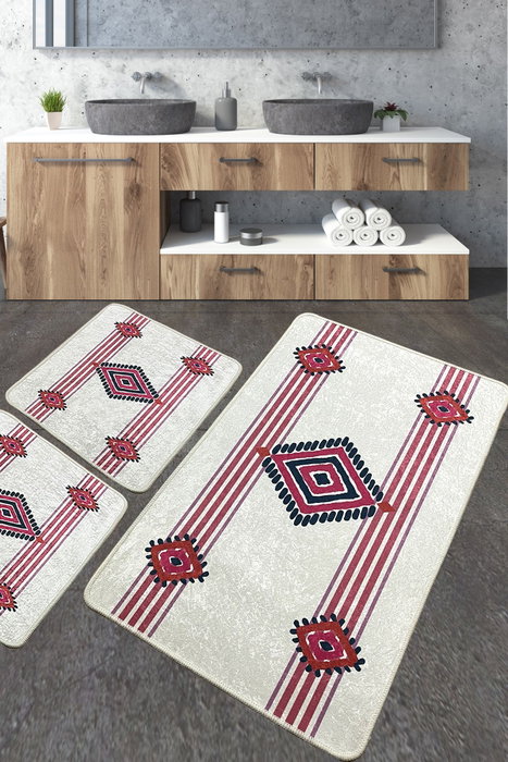 Mijölnir Juego de alfombrillas de baño de 3 piezas Multicolor Meore Mijölnir Juego de alfombrillas de baño de 3 piezas Multicolor Meore